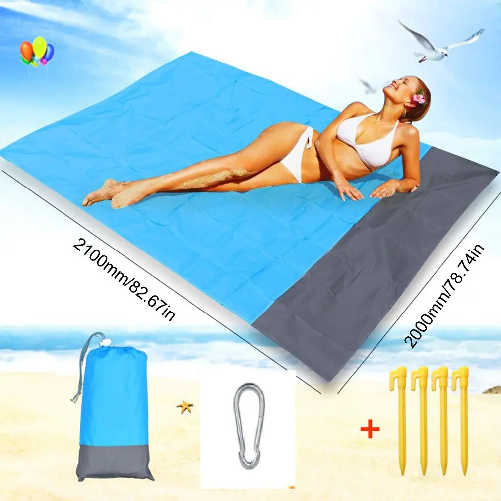 

2x2.1m Waterproof Pocket Beach Blanket Folding Camping Mat Mattress Portable Lightweight Mat Outdoor Picnic Mat Sand Beach Mat
