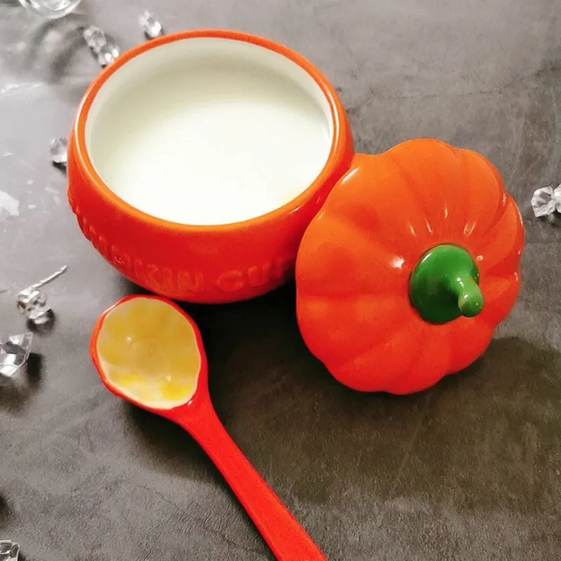 300ml/500ml Creative Pumpkin Coffee Mugs Ceramic Milk Cup with Lid Breakfast Oatmeal Yogurt Mug Funny Halloween Gift | Дом и сад