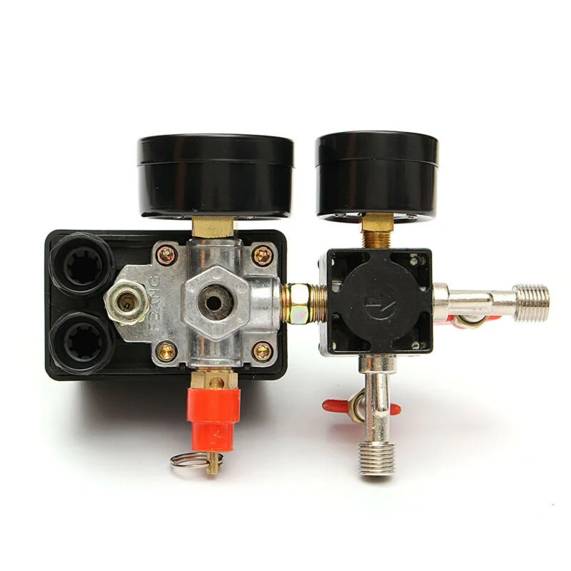 

95-125PSI Air Compressor Pressure Switch Control Valve Manifold Regulator Gauges Household Measuring Tool