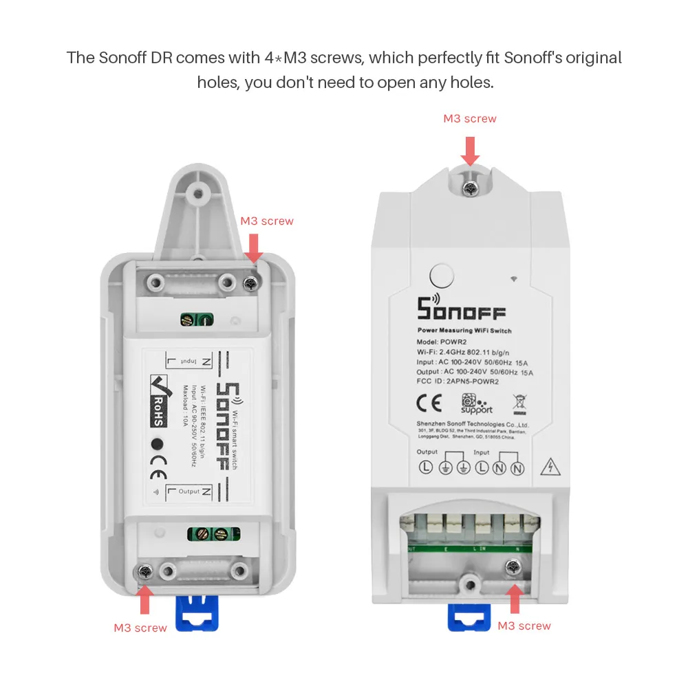 SONOFF DR DIN Rail лоток для Basic/RF/ Pow/ TH10/16/ Wifi Smart Switch рельсовый Чехол Держатель