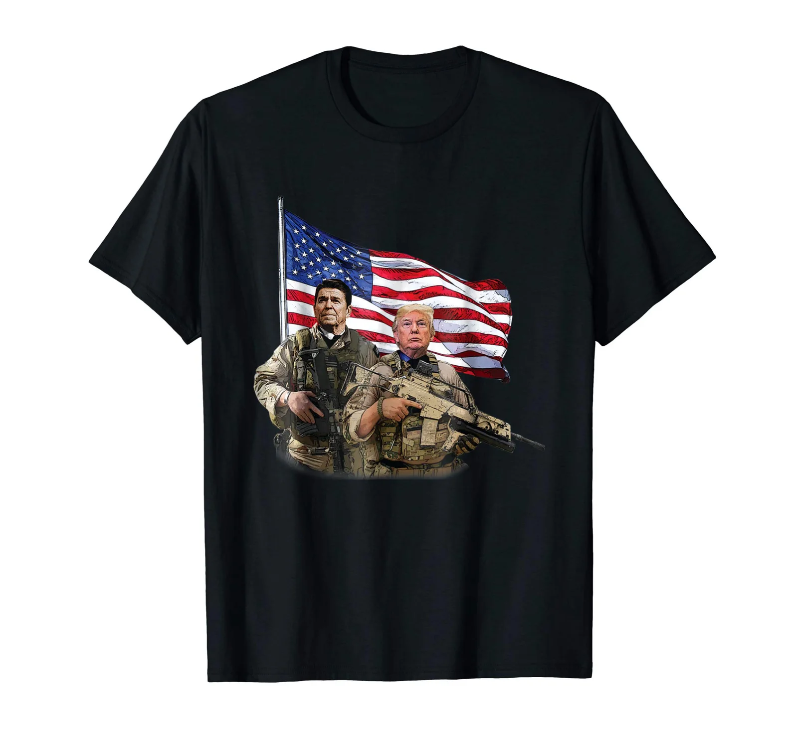 

USA Presidential Soldiers Ronald Reagan & Donald Trump T-Shirt. Summer Cotton Short Sleeve O-Neck Mens T Shirt New S-3XL