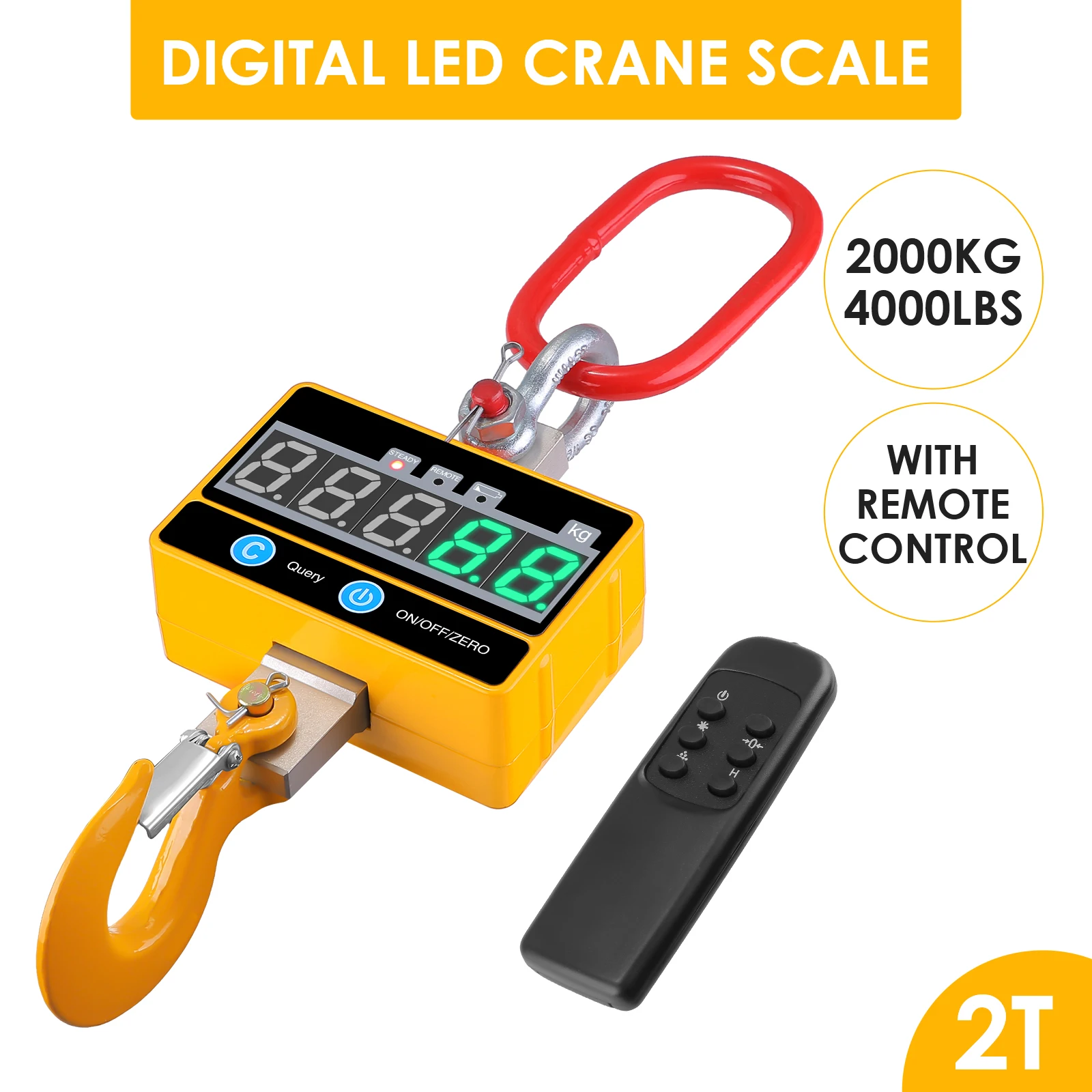 

OCS-SE Crane Scale 1000kg/2000lb Digital Balance LCD High Accurate Industrial Heavy Duty Hanging Hook Hanging Scales