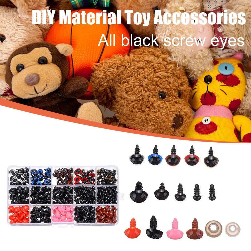 

752pcs Toy Accessories Plastic Screw Noses Eyes Handmade Toys Animal Dolls Safety Materials Kit for Chidren Kids DIY Craft
