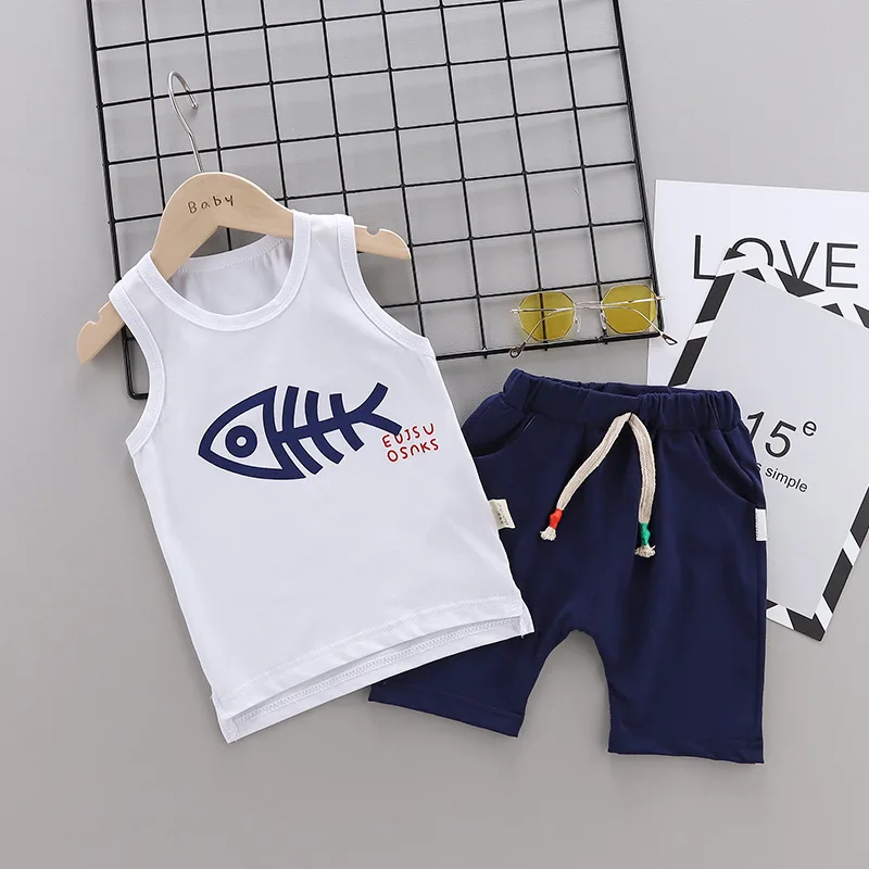 Летняя мода Детская Хлопковая одежда для маленьких мальчиков и девочек жилет с