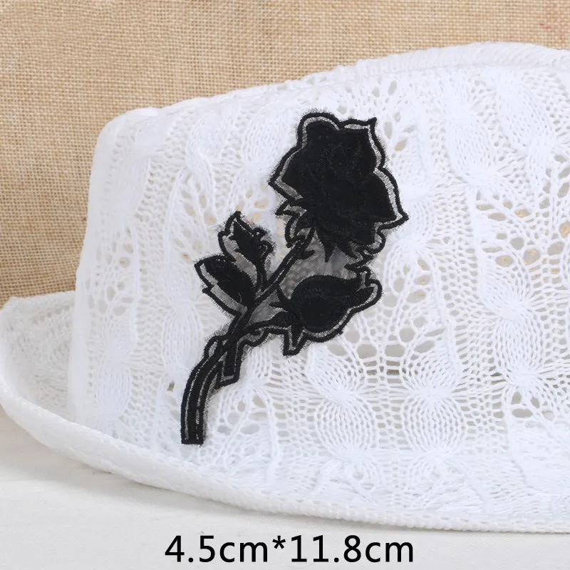 ZOTOONE Черный цветок Вышивка Кружева Патчи железа на DIY Швейные бусы T наклейка