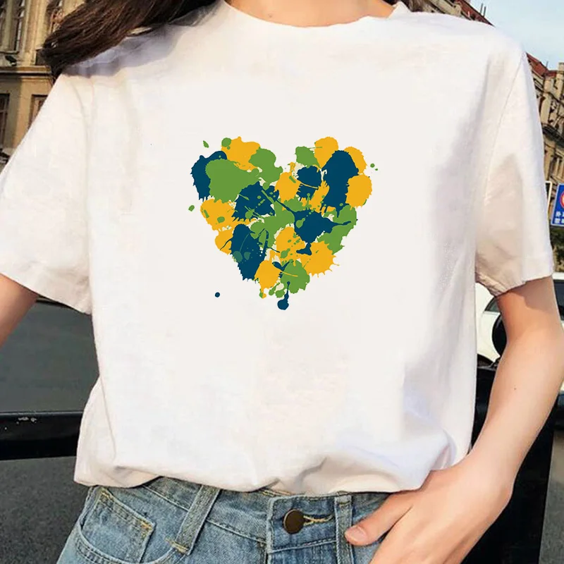 Harajuku футболка с принтом сердца женские летние топы модные футболки для женщин