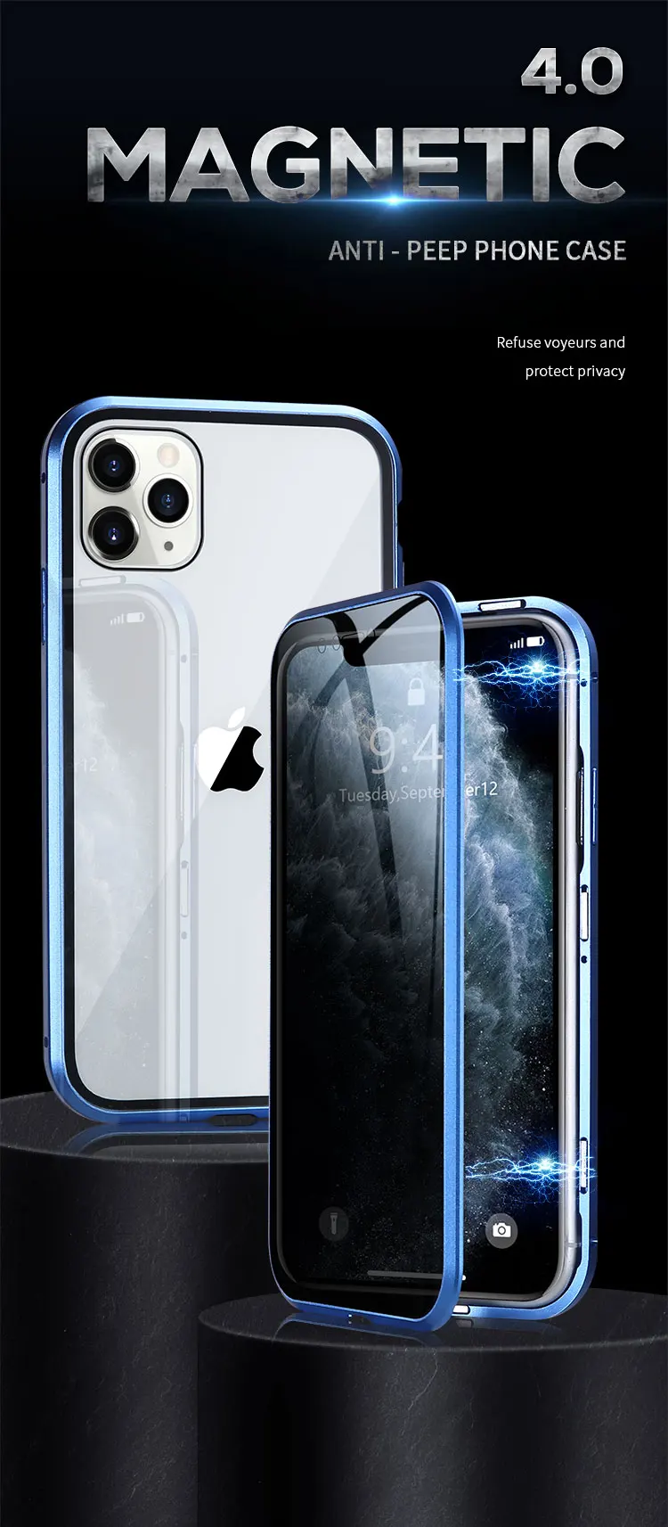 Чехол KISS, магнитный стеклянный чехол для iPhone 11, XR, XS, чехол, Анти-шпион, 360, защитный чехол на магните для iPhone 11 Pro, 6 S, 7, 8, чехол