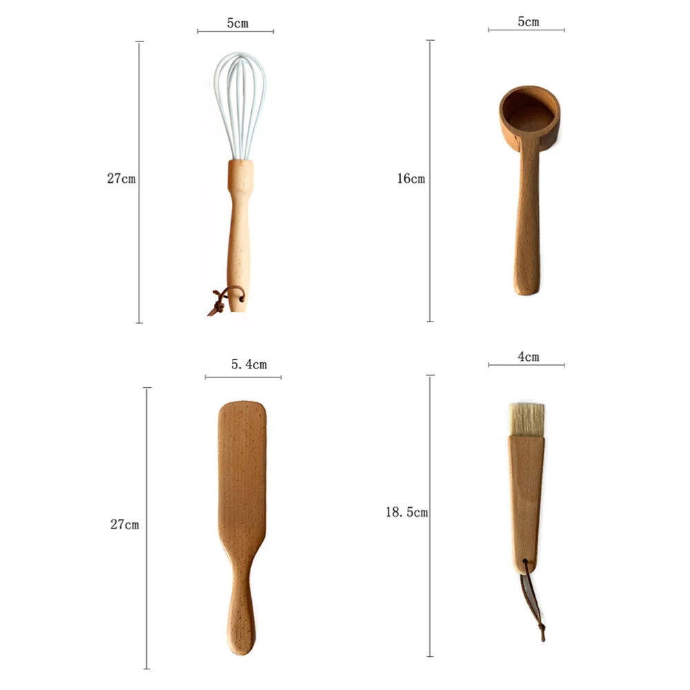 

4 Pcs Durable Egg Stirrer Lightweight Oil Brush Creative Wooden Coffee Spoon