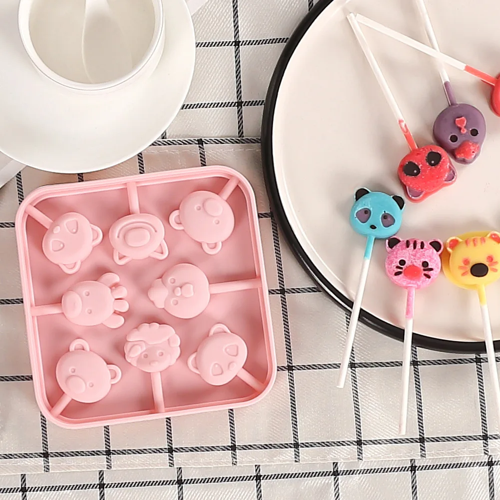 

Cute Animal Round Silicone Lollipop Mold Non-Stick Bakings Tool Mold Cupcake Jelly Candy Decoration Chocolate Baking Moulds