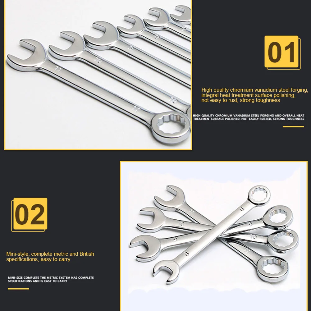 

10Pcs/set Professional Mini Combination Wrench Spanner Set 4-11mm Metric Small HEE889
