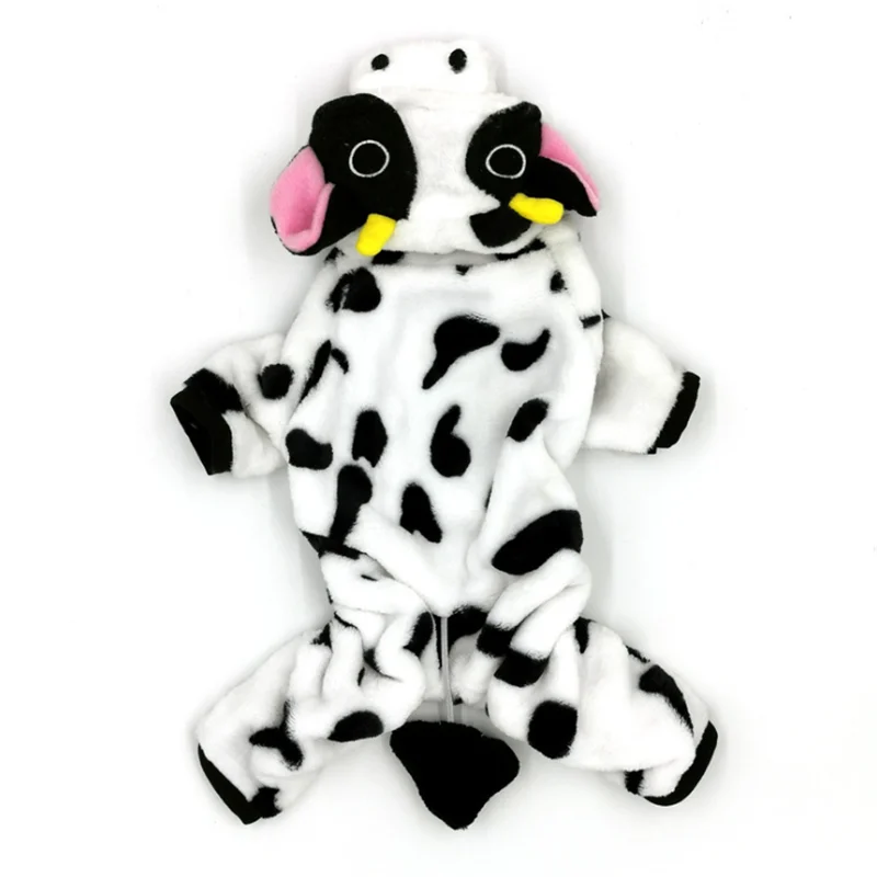 Корова костюм для собаки пальто Детские Зимние хлопковые куртки на 4 ножках с