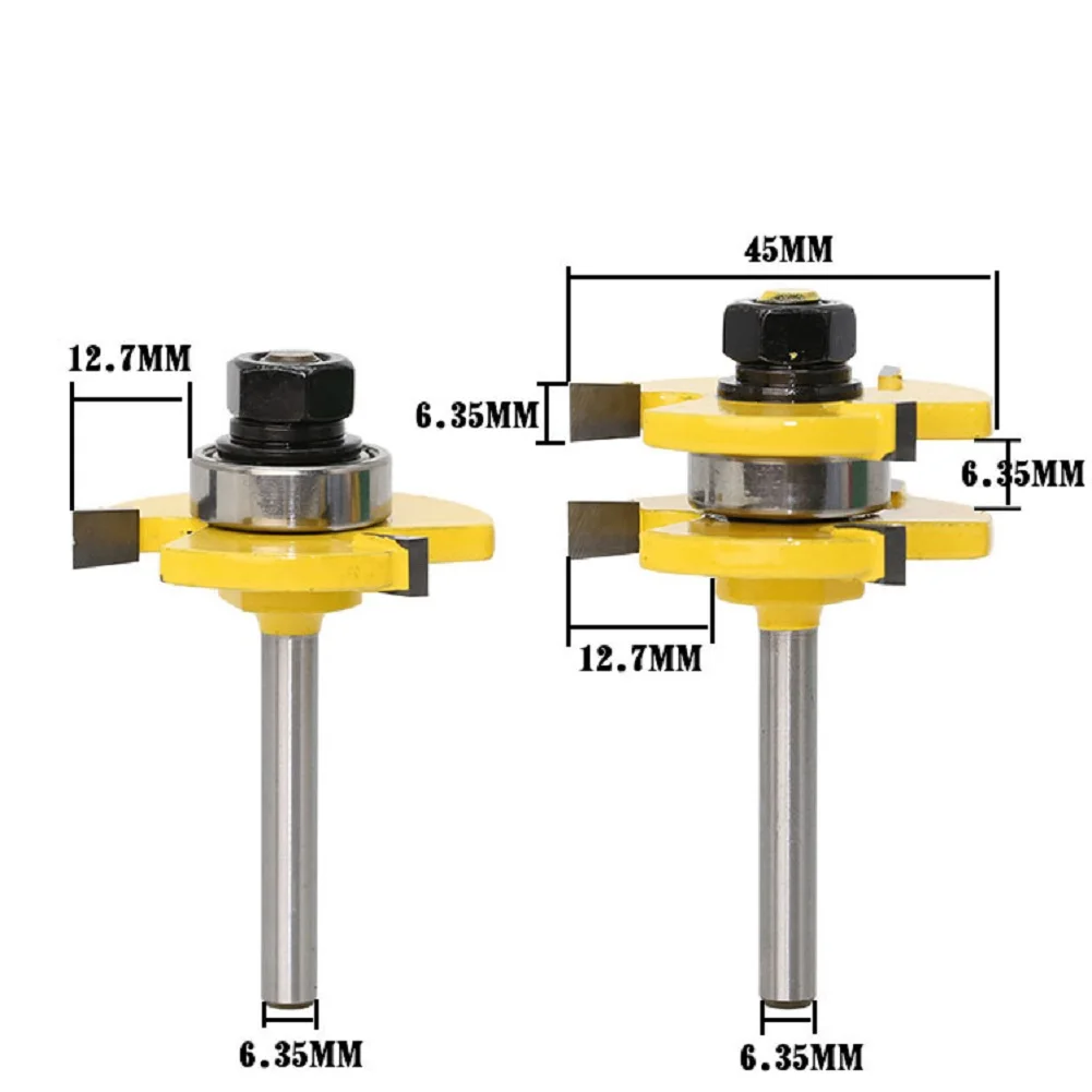 

2PCS 1/4 Carbide Woodworking Milling Cutter Set Industrial Quality Router Bits Hardened Steel Bodies with Anti-Kickback Design