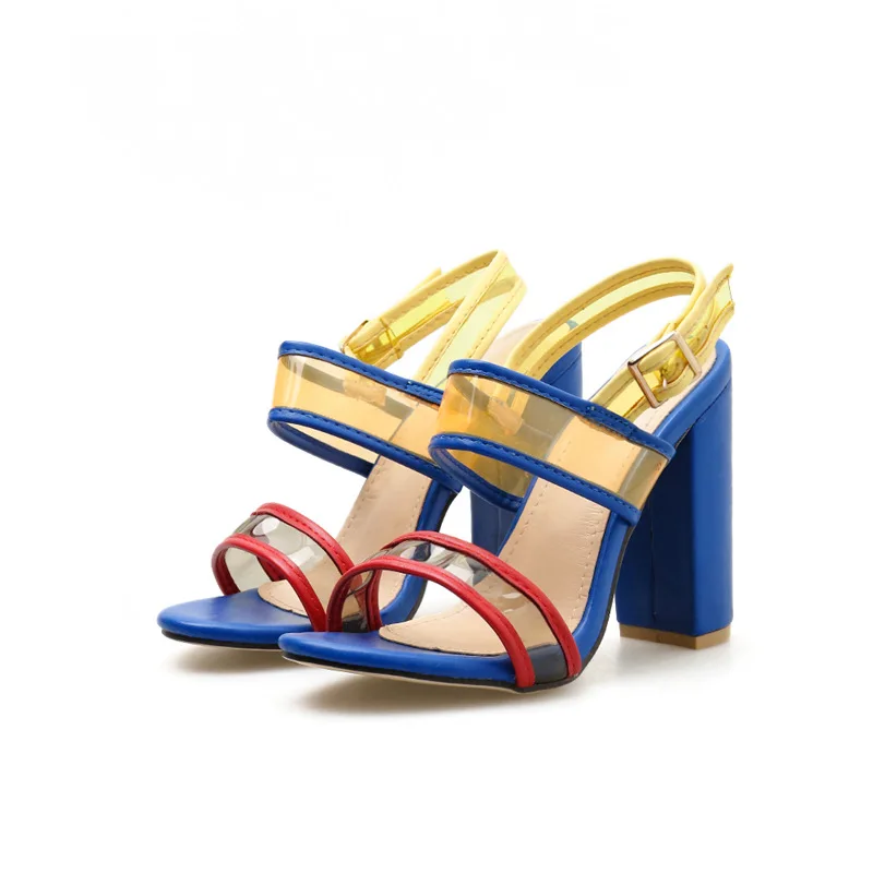 

new women's shoes sexy transparent color matching thick heel high heel sandals