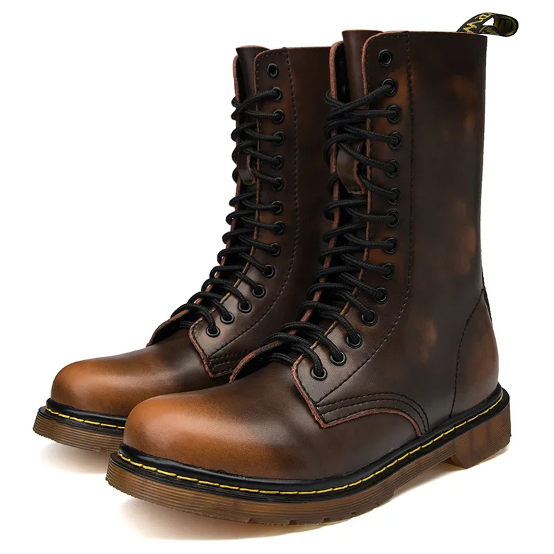 

Lovers Popular Motocycle Boots Men Winter High-Top Combat Boots Men Leather For Men Casual Luxury Military Boot Army