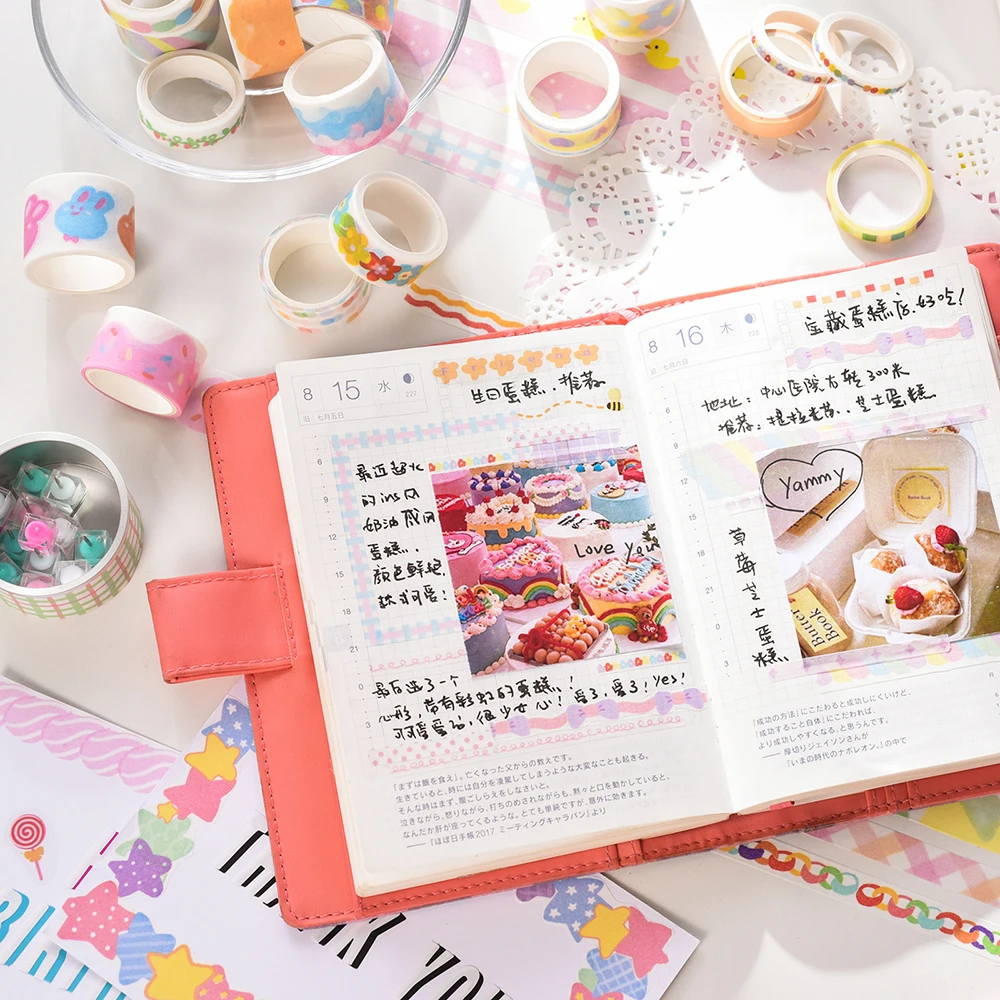 20 рулонов набор декоративного скотча Васи Kawaii корейские Канцтовары декоративная