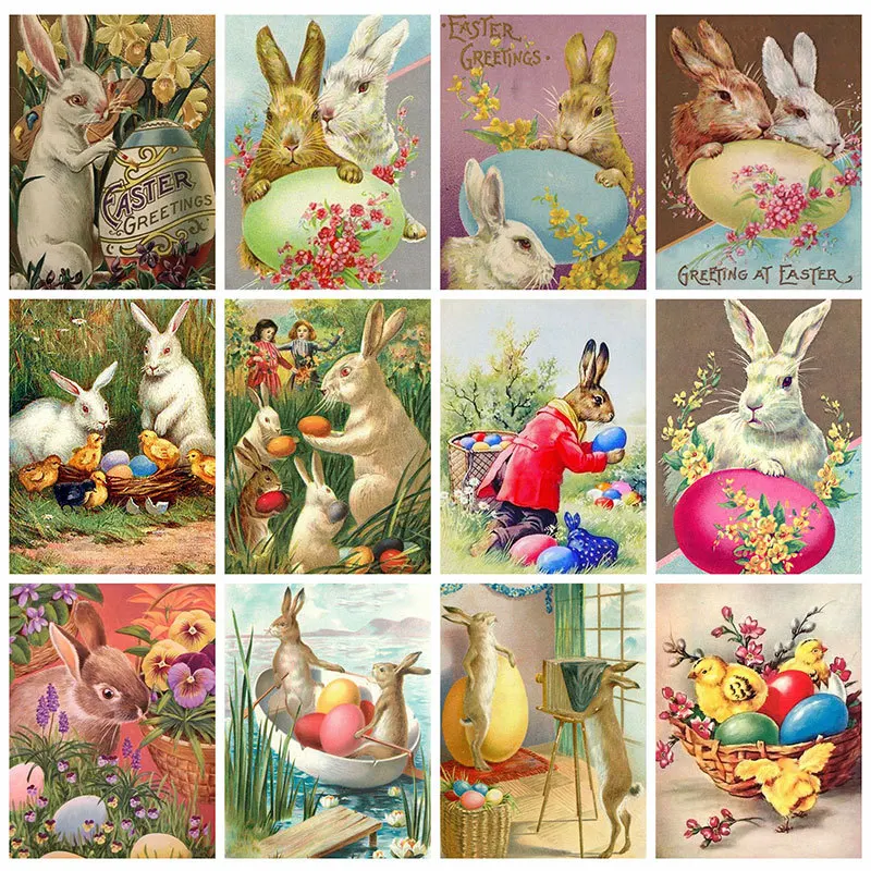 

5d Diamond Painting Easter Eggs Diamond Embroidery Sale Rabbit Cartoon Pictures Of Rhinestones Mosaic Handmade Gift