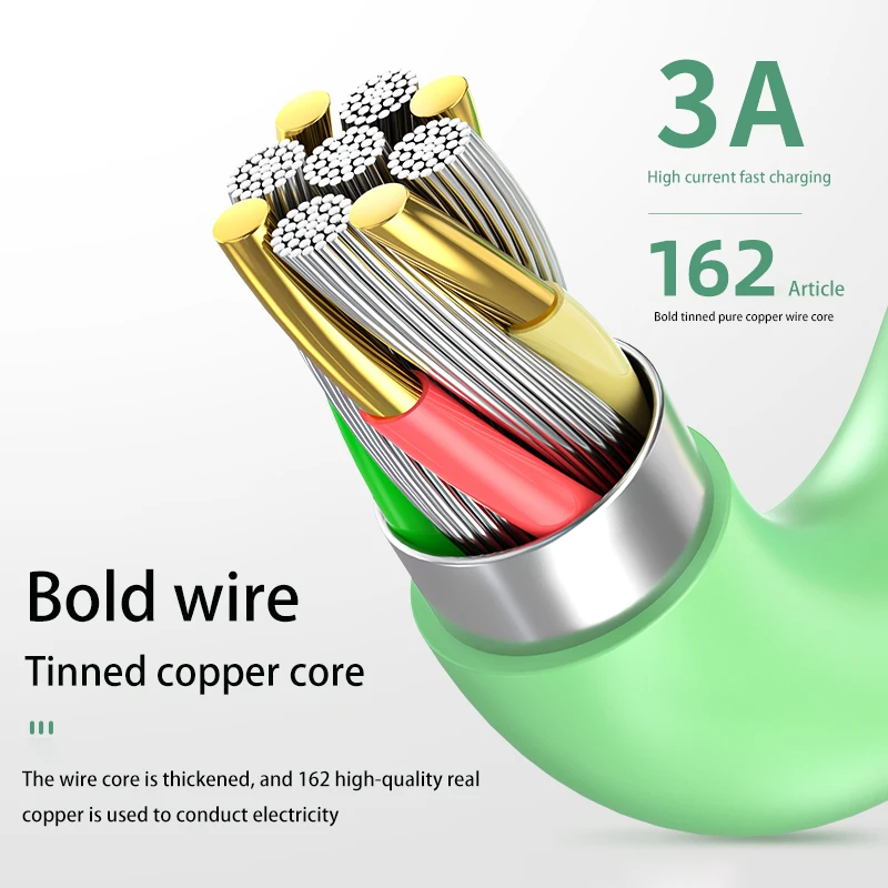 led 2m usb micro cable 3a fast charging data cable for samsung xiaomi htc oppo vivo charger usb cable mobile phone accessories free global shipping