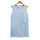 Шифоновый жилет с оборками, 2021, 5XL, 6XL, женская модная блузка, шифоновые майки для девочек ярких цветов, женская шифоновая блузка