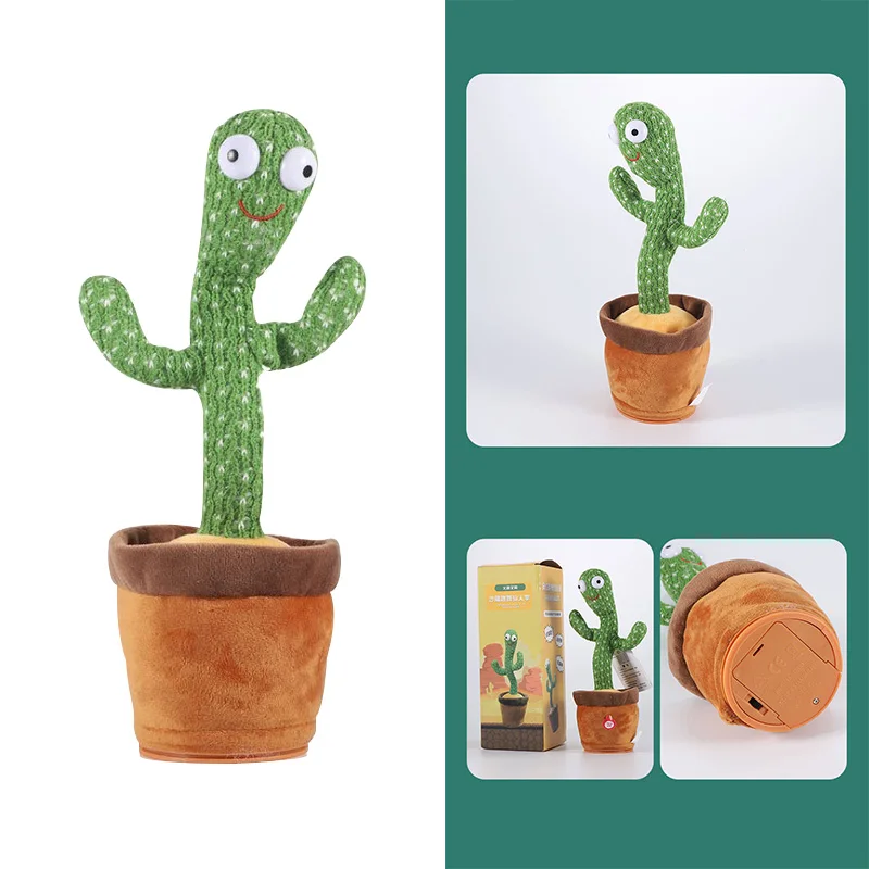 Cactus de peluche para bailar para ni&ntilde;os, juguetes inquietos para cantar y bailar, sacudir con m&uacute;sica, planta de baile, juguete educativo-4