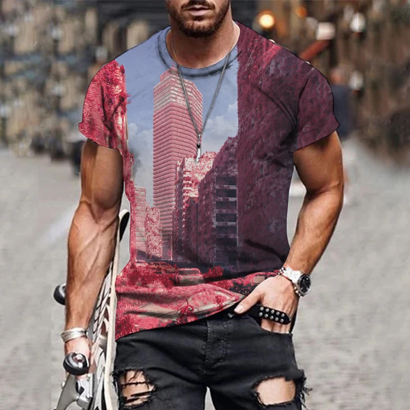 

2021 Hot Tech World Punk Retro Men's 3D Printed T-shirt Trend Casual Street Style Men's Short Sleeve Top XXS-6XL