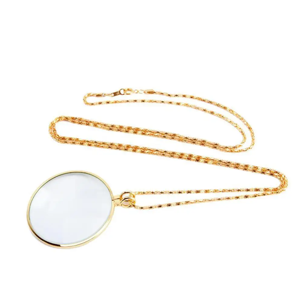 5X 42mm Necklace Magnifier Hanging Loupe Utility Monocle Lens Coin Magnifying Glass Pendant 450mm Chain Zooming Increase Vision |