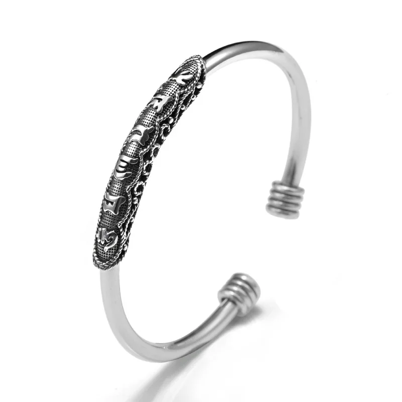 

Classic Chinese Style Retro Creative Men's Bracelet Six-character Mantra Miao Female Hand Jewelry Personality
