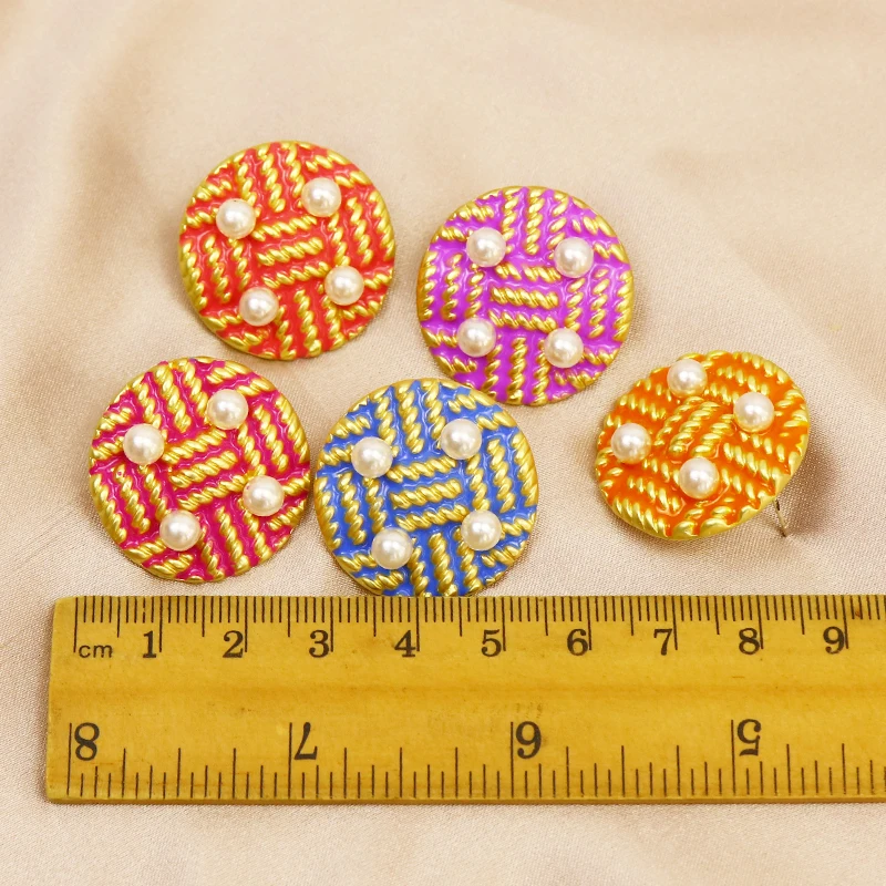 

10 Pairs Emanel Buttons Style earrings Mix color Round style stud earrings women earrings Gift for women jewelry 9863
