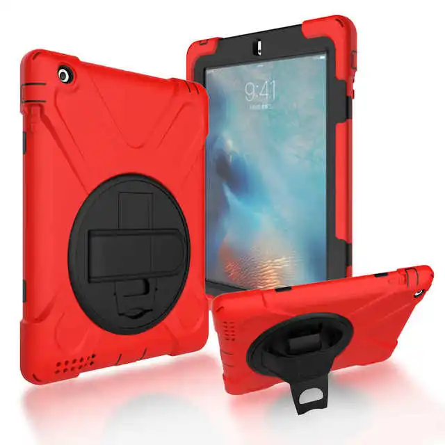 

9.7 Inch Heavy Duty Armor Coque For iPad Air 1 Case A1474 360 Rotation Hand Strap Silicon PVC Cover For Apple iPad Air 1 Case
