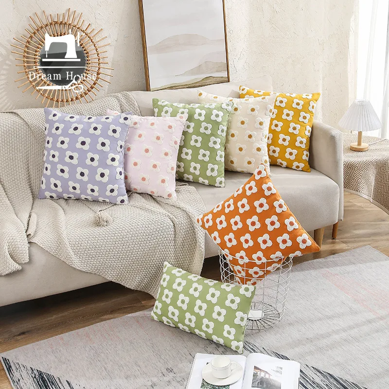 

Inyahome Nordic Yellow Flower Cotton Throw Pillowcase Cushion Cover Home Car Decorative Sofa Pillow Case Cojines Decorativos