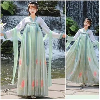 summer chinese ancient fairy costume hanfu female autumn embroidered chested gradient hanfu skirt wrap top chinese style dress