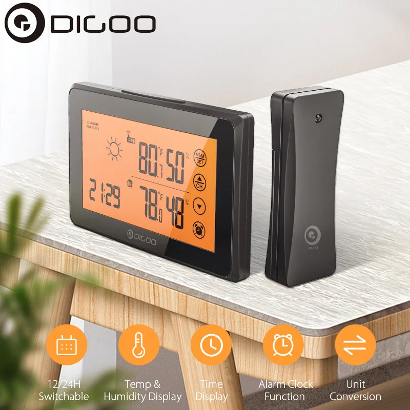 ЖК Метеостанция DIGOO с дистанционным датчиком цифровой измеритель температуры и