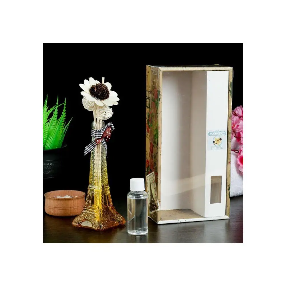 Набор подарочный "Ваза Эйфелевой башни" с 2 палочками и декоративными шарами, ароматическое масло 30 мл ваниль 2450410, ароматизатор для дома, эфирное масло для ухода за кожей, красоты и здоровья.