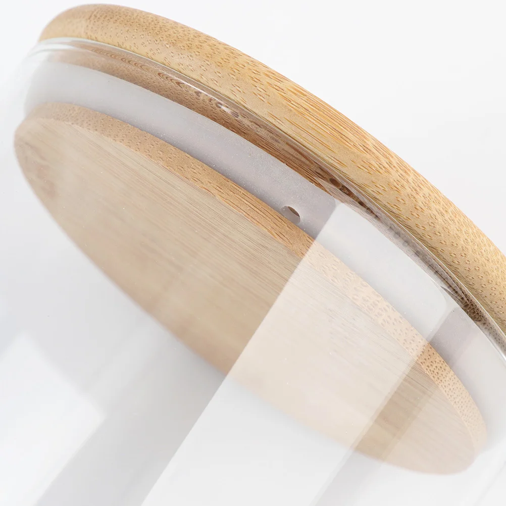 Прозрачная стеклянная банка с бамбуковым покрытием для хранения 650 мл 700 750