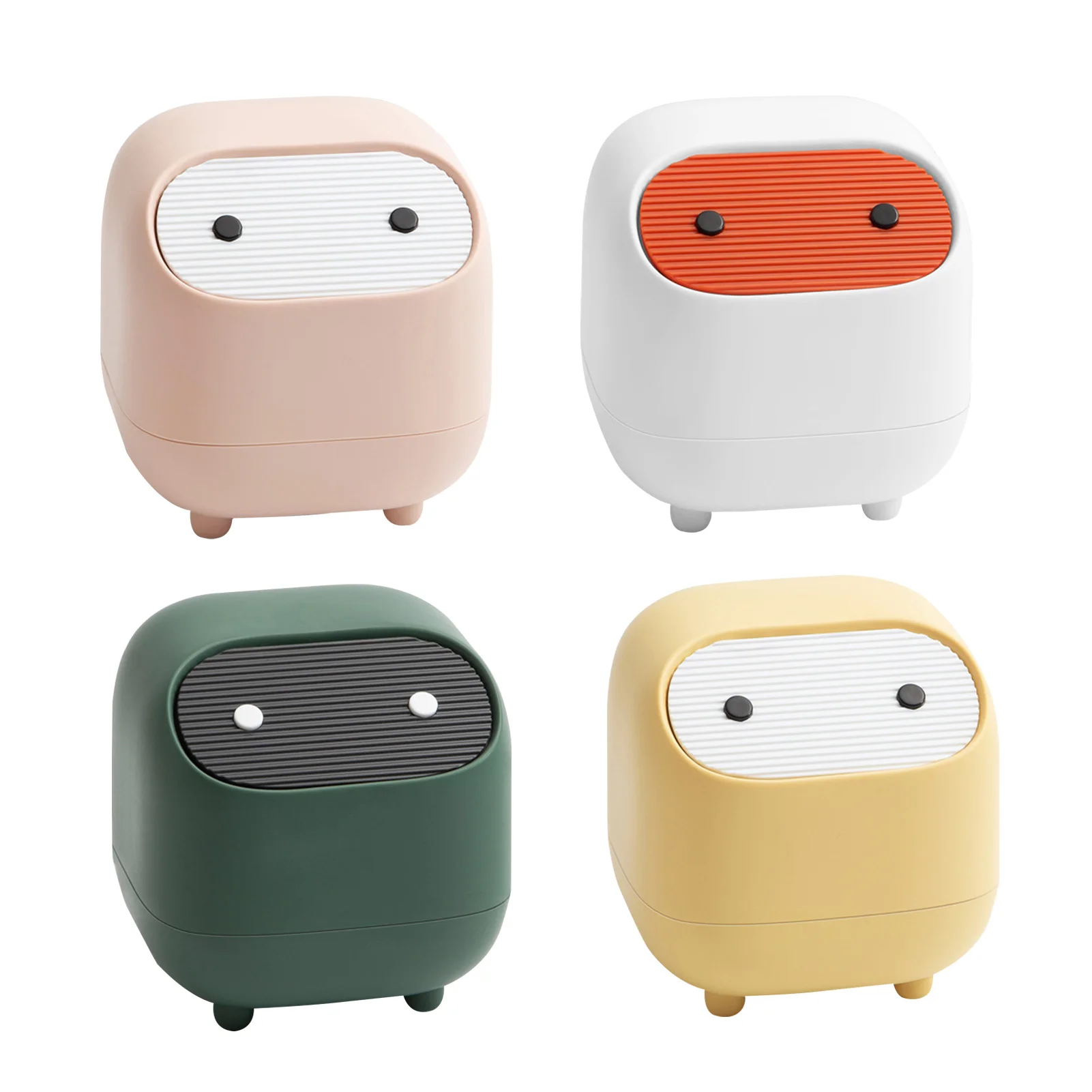 

Desktop Trash Can Cute Plastic Mini Office Desk Can Mini Double-layer Contrast Color Push Trash Can Household Pumping liberal