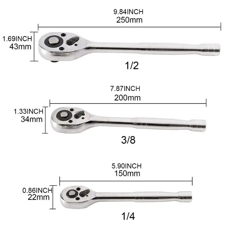 

2021 New 1PC HEAVY DUTY QUICK RELEASE RATCHET HANDLE SET 1/4" 3/8" 1/2" DR CARBON STEEL