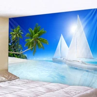 tropical beach palm tree tapestry tapestry wall hanging sea sailing landscape tapestry yoga beach towelbohemia mat home decor
