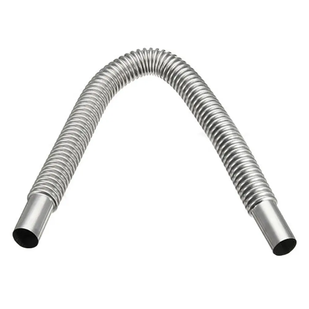 

60cm Car Stainless Steel Material Exhaust Pipe Corrugated Round Pipe Parking Silencer Diesel Heater Silver