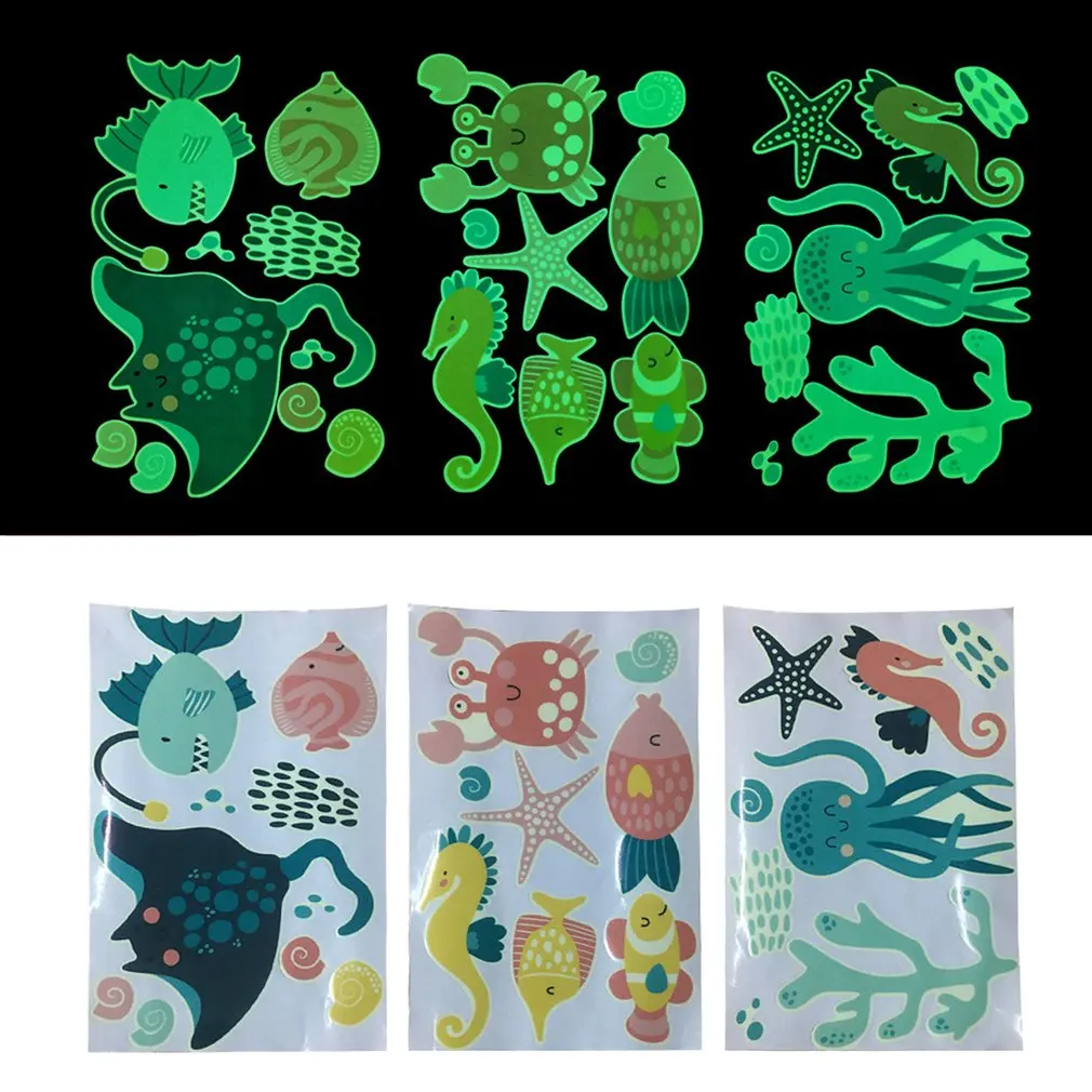 

3pcs/set Underwater World Wall Stickers Luminous Wall Stickers Marine Life Wall Decals Living Room Kids Bedroom Stickers