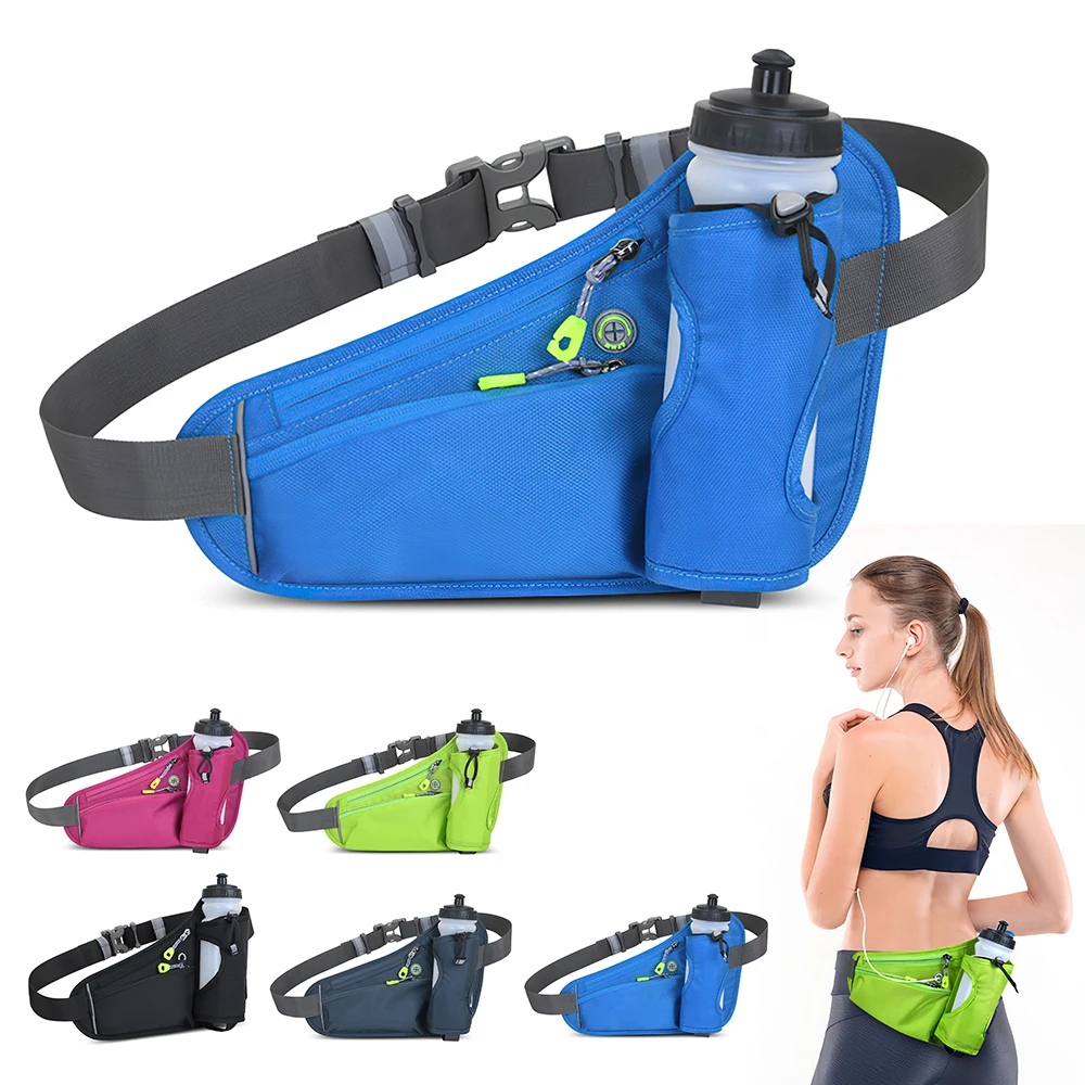 

Running Waist Bag Water Bottle Bag Outdoor Camping Hiking Fitness Men Women Bicycle Riding Belt Sports Waist Bag key Storage Bag