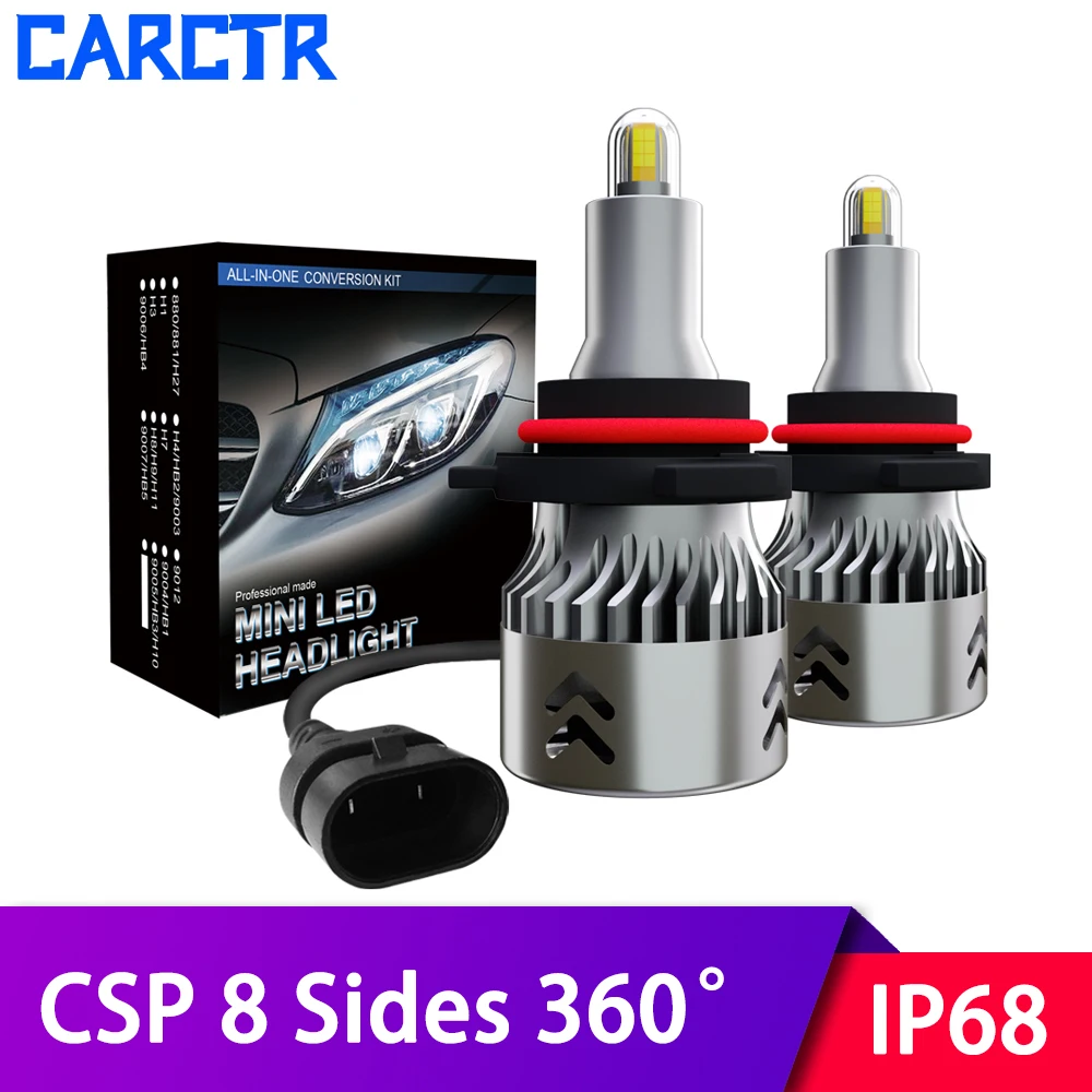 CARCTR 360 градусов H7 H11 Светодиодный лампы для автомобильных фар H3 светодиодный ные