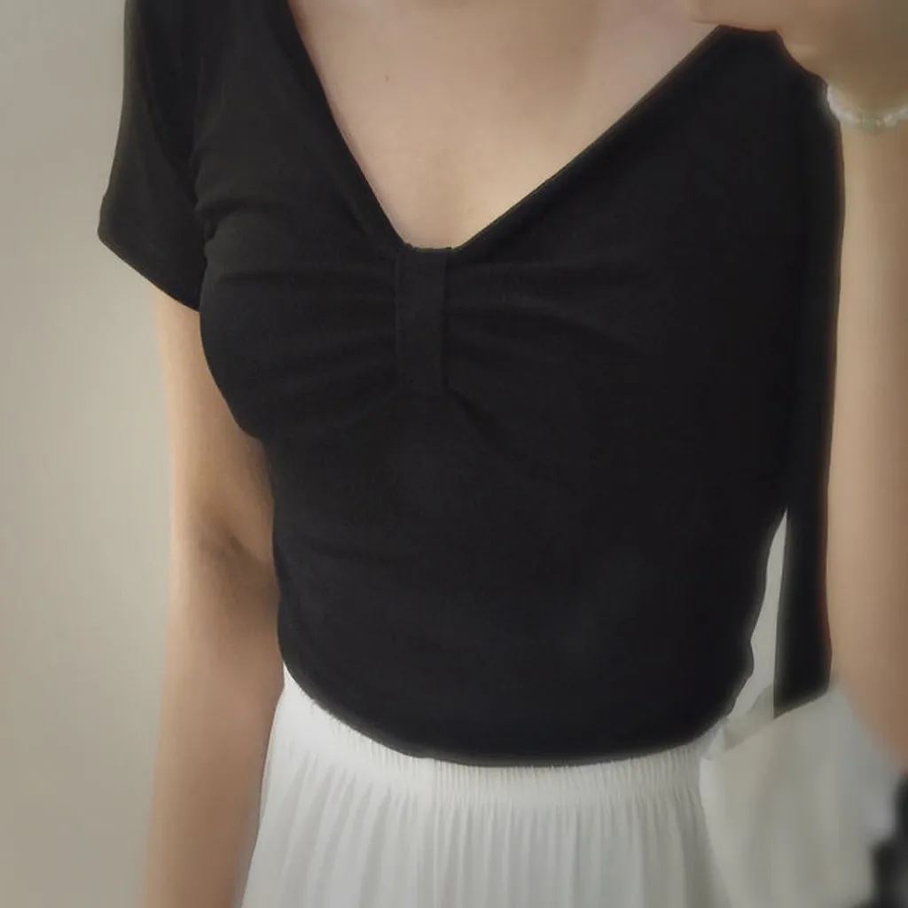 Женская Повседневная Блузка с коротким рукавом и буквенным принтом летняя