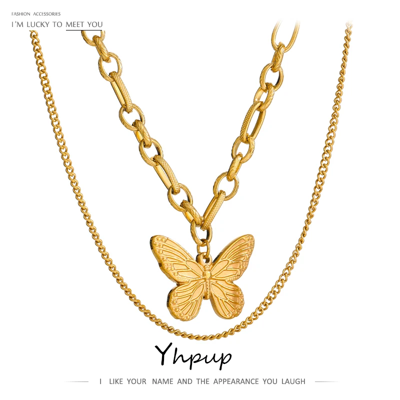 Женское ожерелье с подвеской-бабочкой из нержавеющей стали | Украшения и
