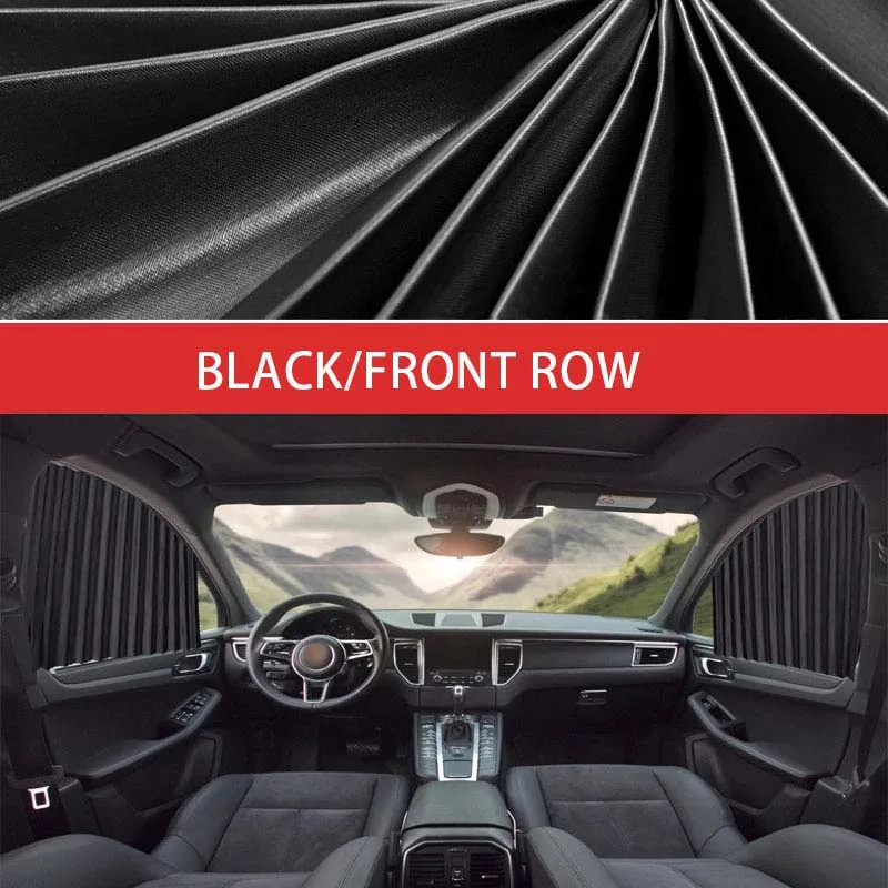 2pc Front Black Автомобильный солнцезащитный козырек, занавеска, Универсальный козырек от солнца на боковое окно, чехол, магнитные автомобильные Чехлы, занавески, занавески, окно для детей - Цвет: 2pc Front Black