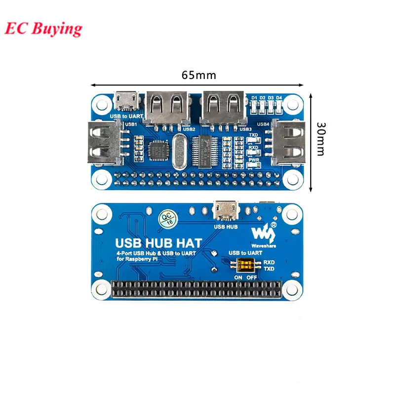 

Макетная плата Raspberry Pi Zero/Zero W/Zero WH usb-хаб HAT, модуль расширения 4B/3B +/3A +/3B/2B/B +/A +, 4 порта USB в UART GPIO