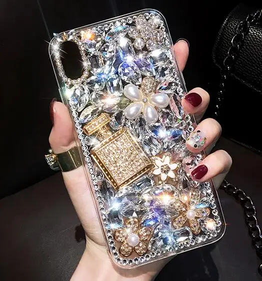 Роскошные Чехлы с кристаллами и драгоценными камнями, стразы для iphone 11 Pro max X XS MAX XR, мягкий чехол для телефона с прозрачными краями для iphone 5S, 6 S, 7, 8 PLUS - Цвет: 1