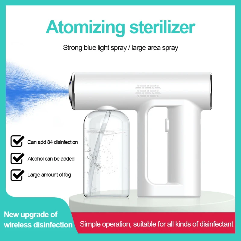 

Handheld New 250ML Wireless High-Quality Nano Blue Light Steam Spray Disinfection Sprayer Gun USB Charging Atomizer Fogger Spray
