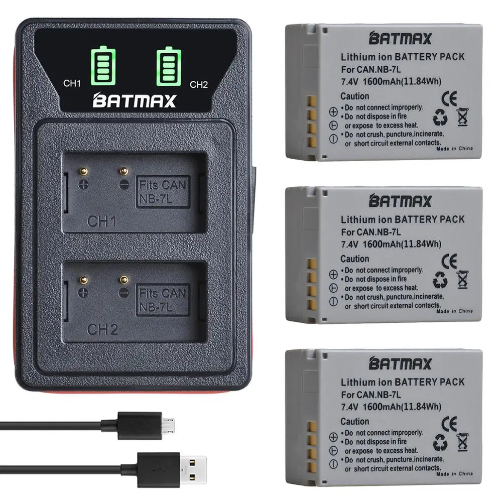 3 шт. светодиодный аккумулятор NB7L NB 7L + встроенный USB двойной зарядное устройство с