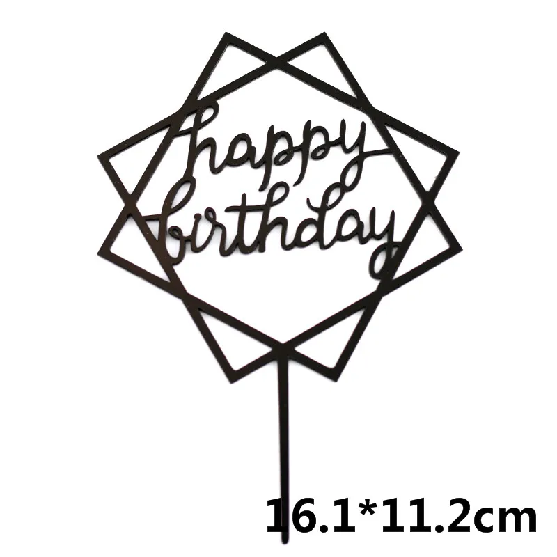 Блестящий Топпер для торта С Днем Рождения акриловое украшение золотого и