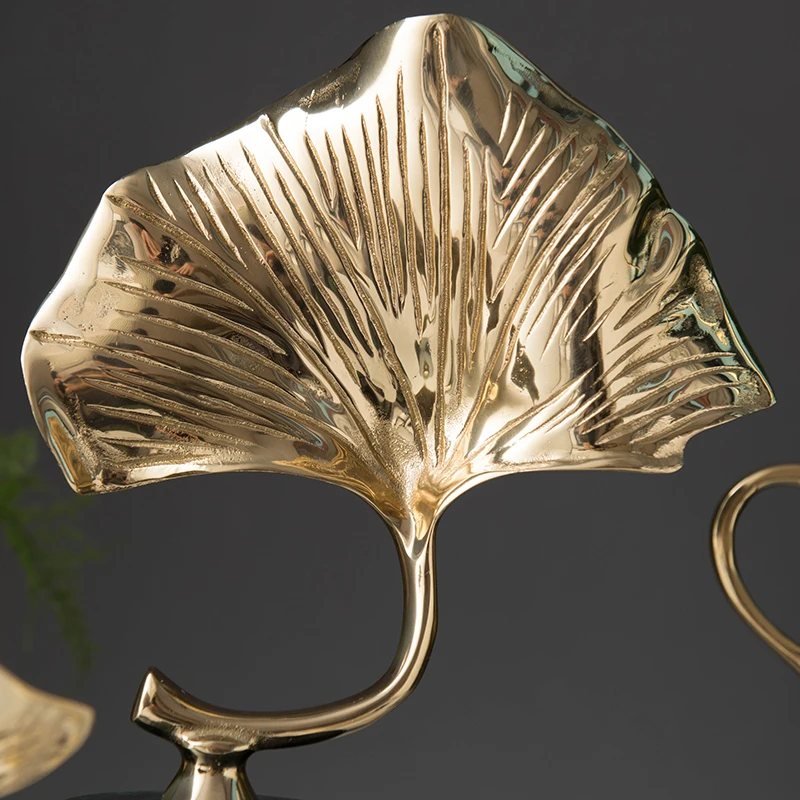 Роскошные золотые металлические растения Ginkgo листья аксессуары для домашнего