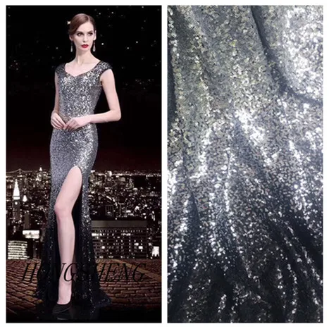 1 ярд градиентная 3 мм ткань с блестками черное серебряное белое платье одежда